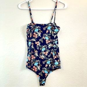 La Banga Blue Floral Bodysuit Sz M